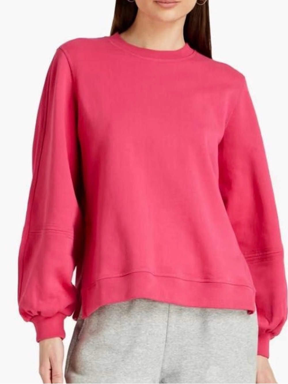 Ganni Pink Puff Sleeve Sweatshirt - OS Small